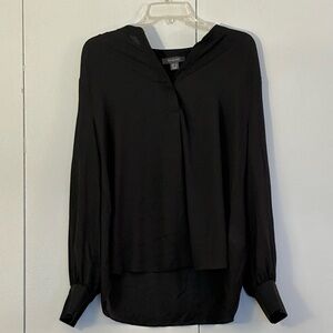 Primark Black High-Low Long Sleeve V-Neck Blouse Size 10 RUNS LARGE